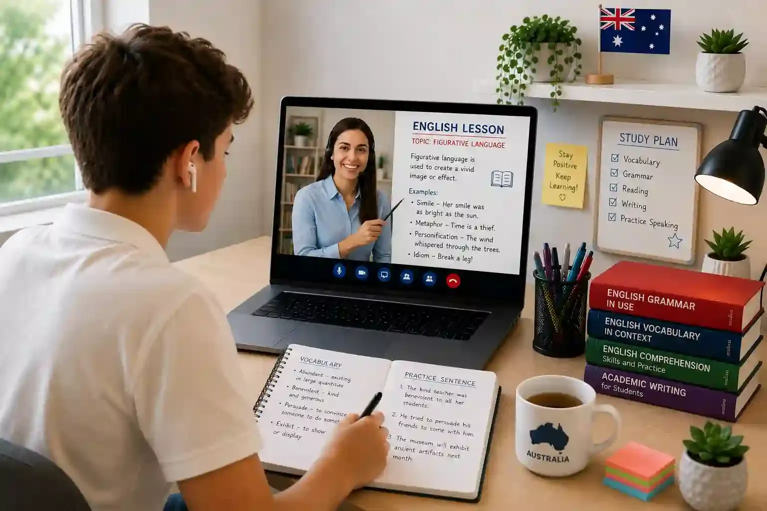 Online English tutor for Australian students