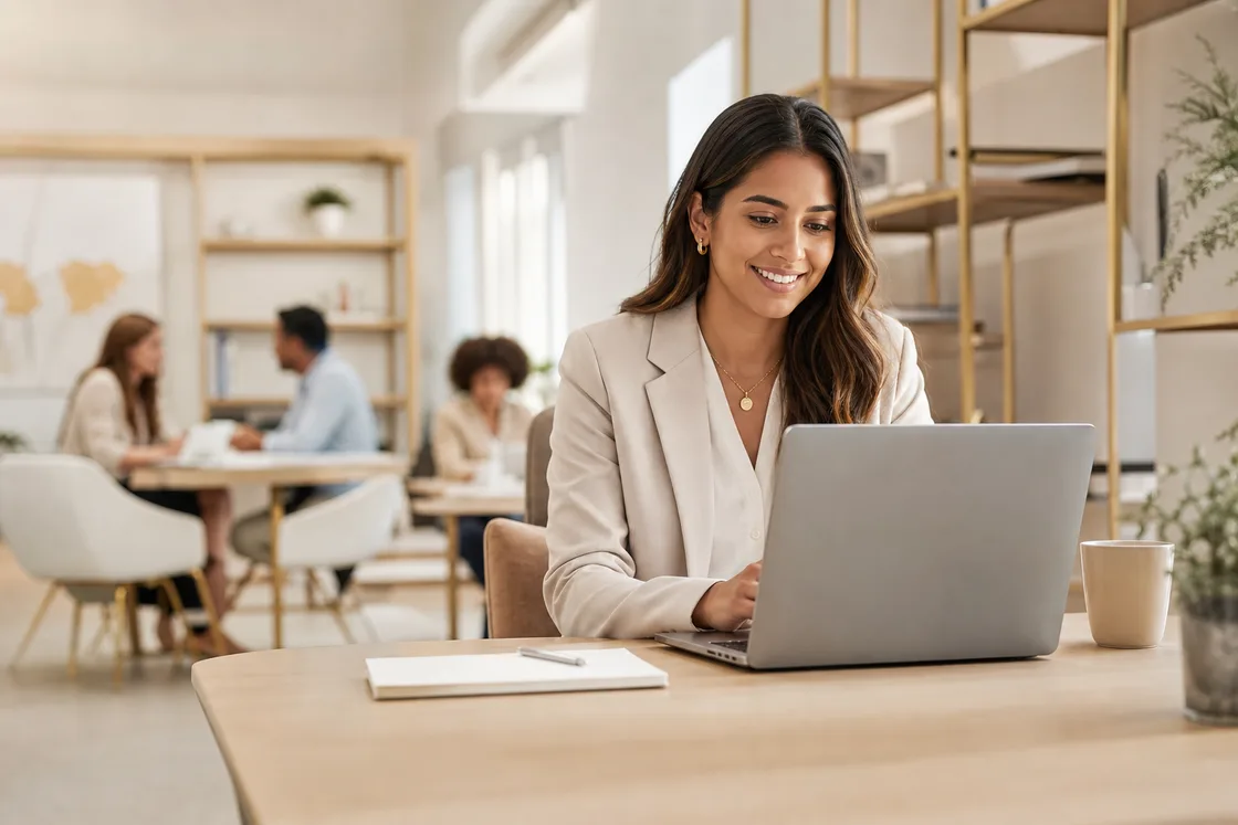 Professional working in a modern education workplace