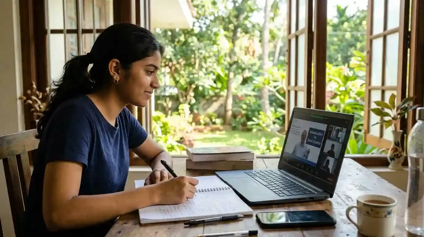 Student attending a live online IGCSE English tutoring session