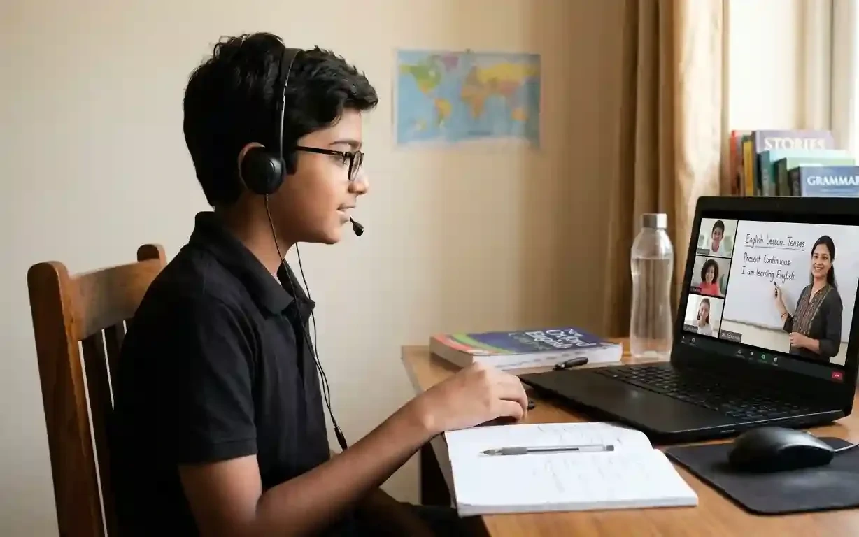 Student attending a live online State Board English tutoring session