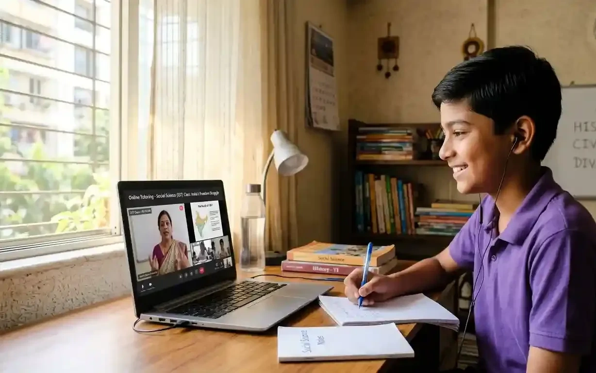 Student attending a live online State Board Social Science tutoring session
