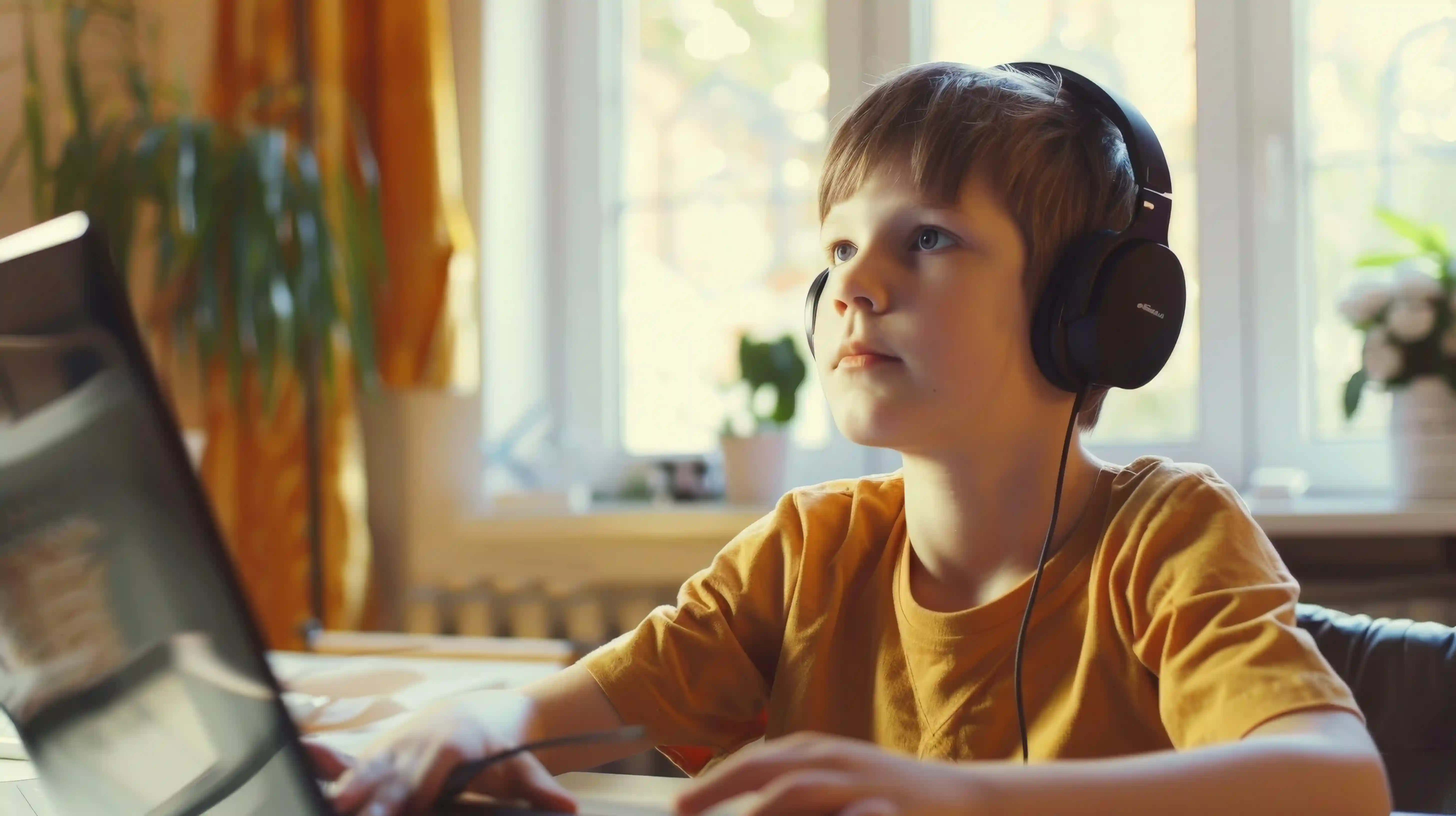 An intermediate school student studying during an online science tutoring session