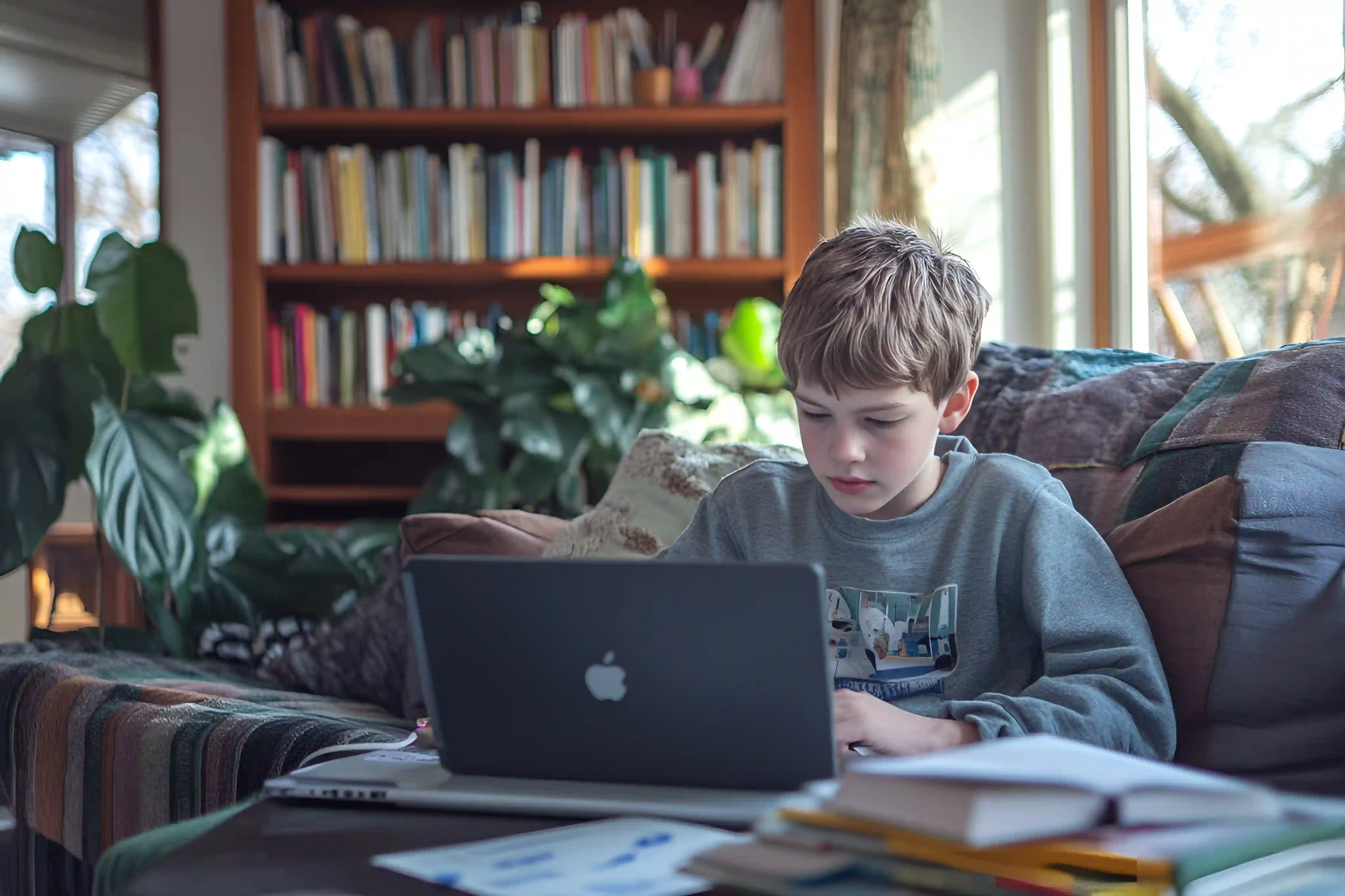An NCEA Level 1 student studying during an online chemistry tutoring session