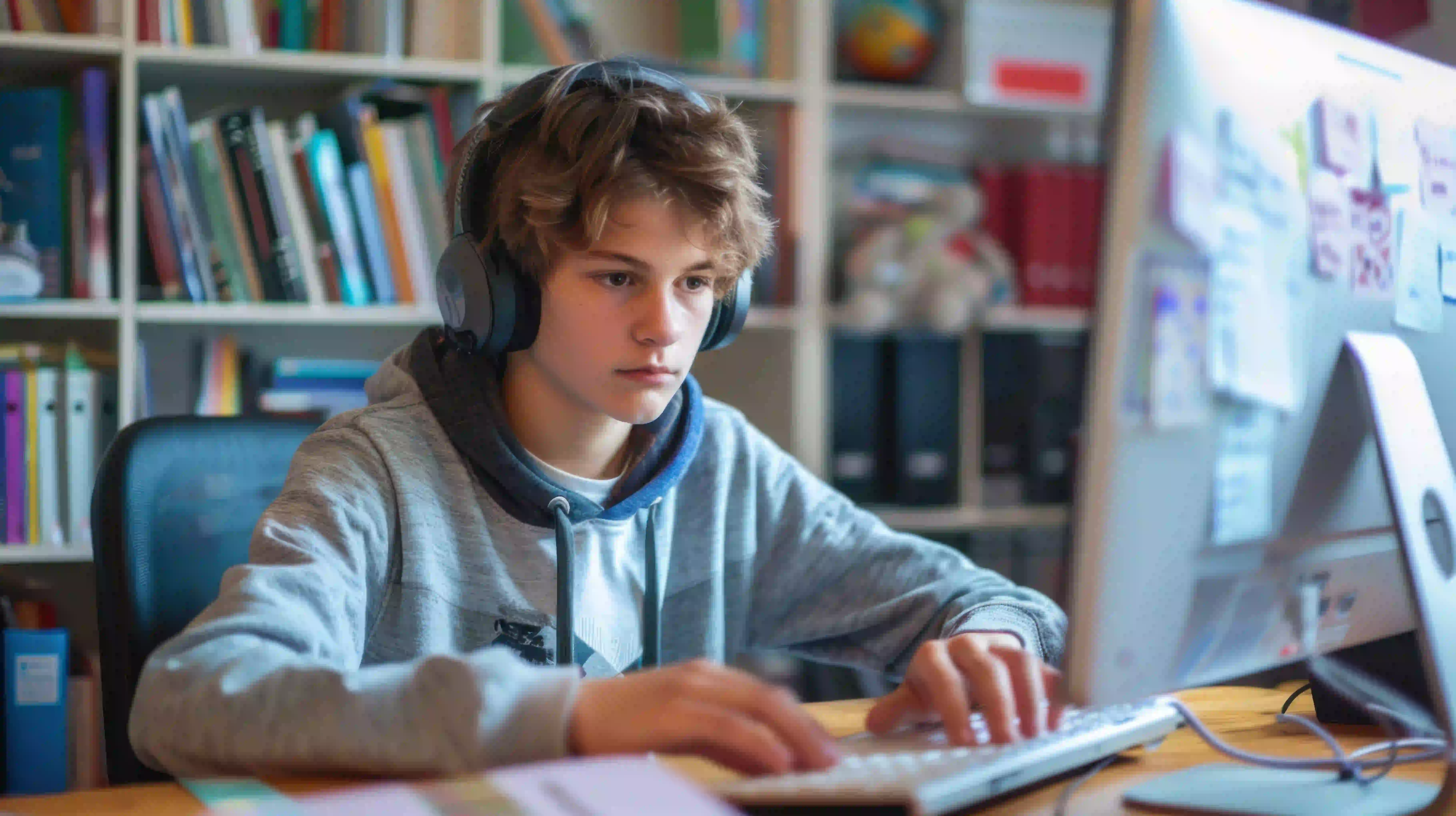An NCEA Level 1 student studying during an online Japanese tutoring session