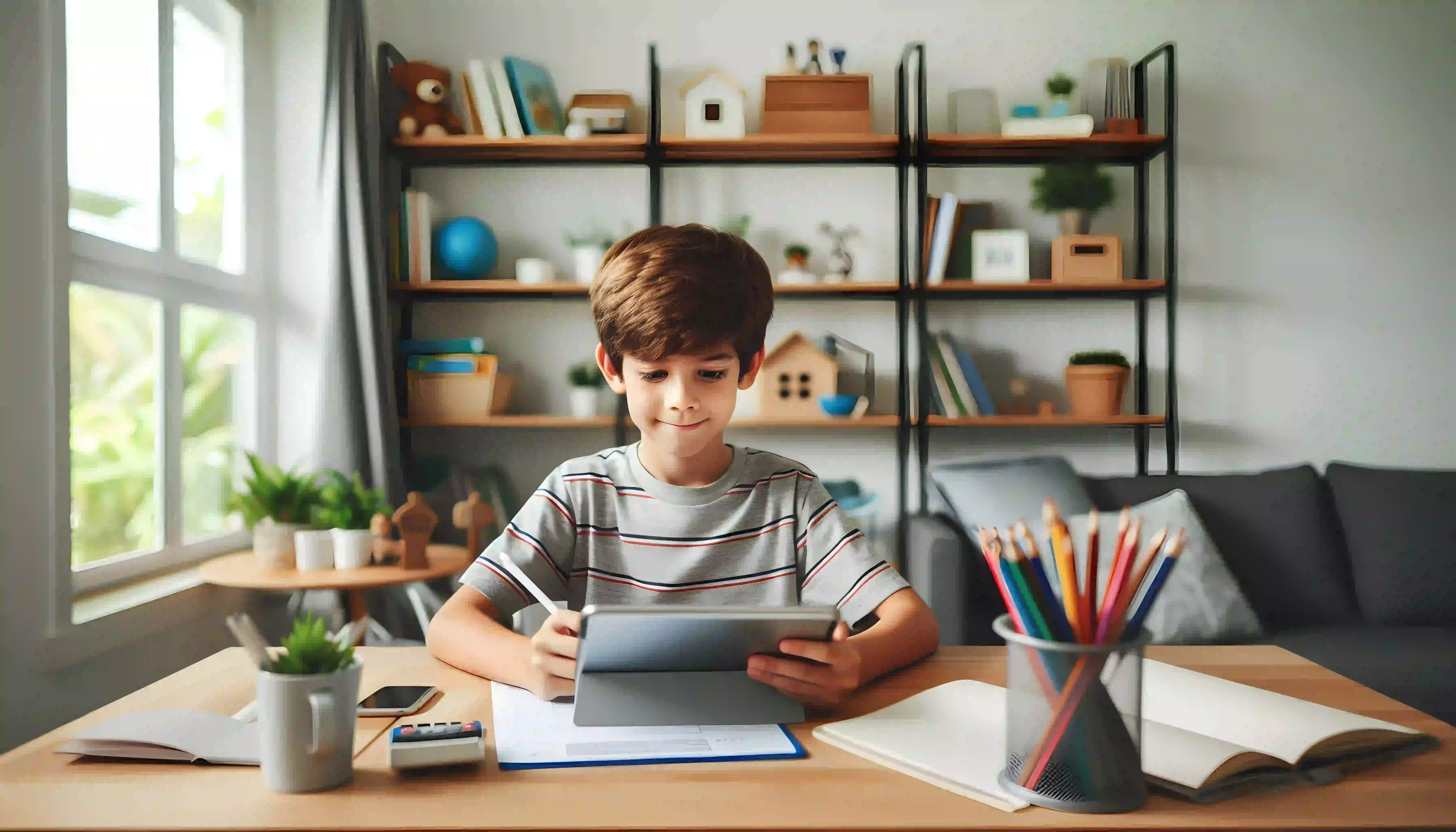 An NCEA Level 1 student studying during an online mathematics and statistics tutoring session