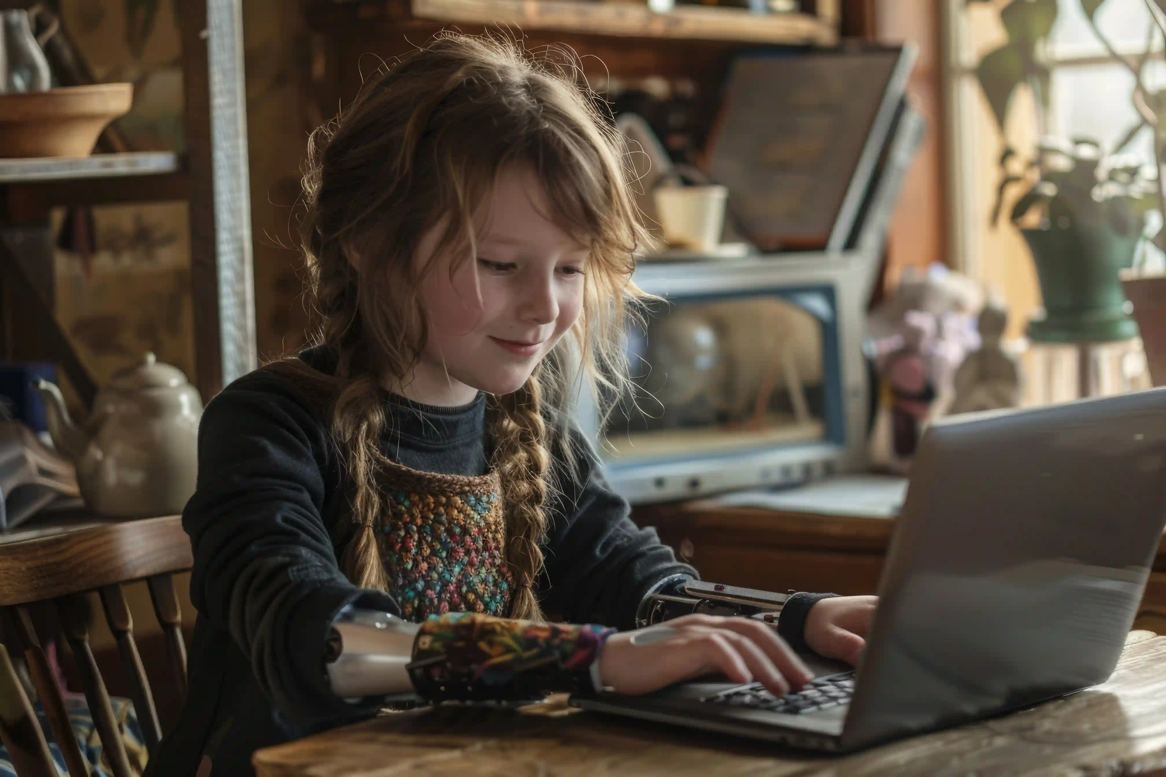 A secondary school student studying during an online English tutoring session