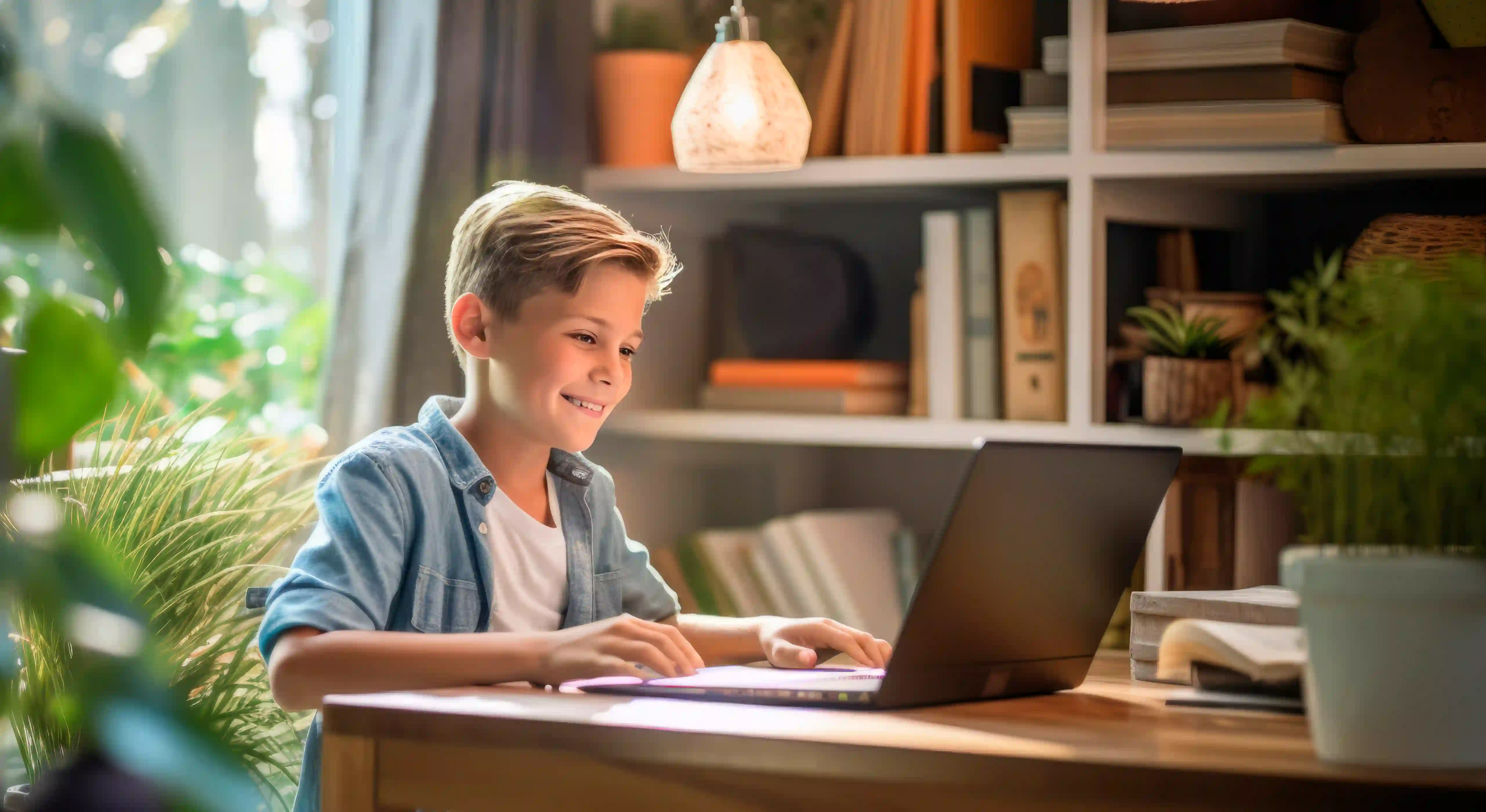 A secondary school student studying during an online social sciences tutoring session