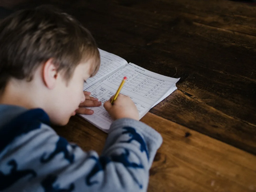 What is elementary math - student practicing number sense and homework at home