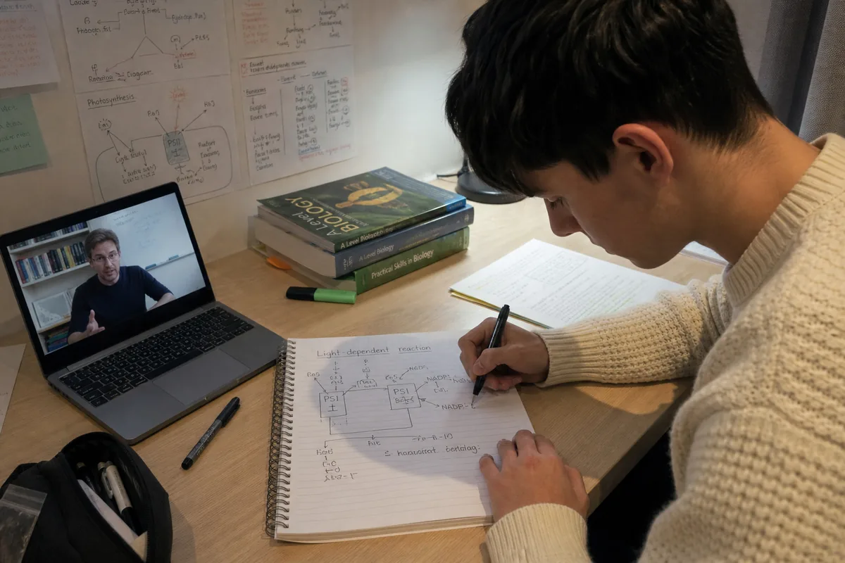 A Level Biology student in a live 1-to-1 online lesson