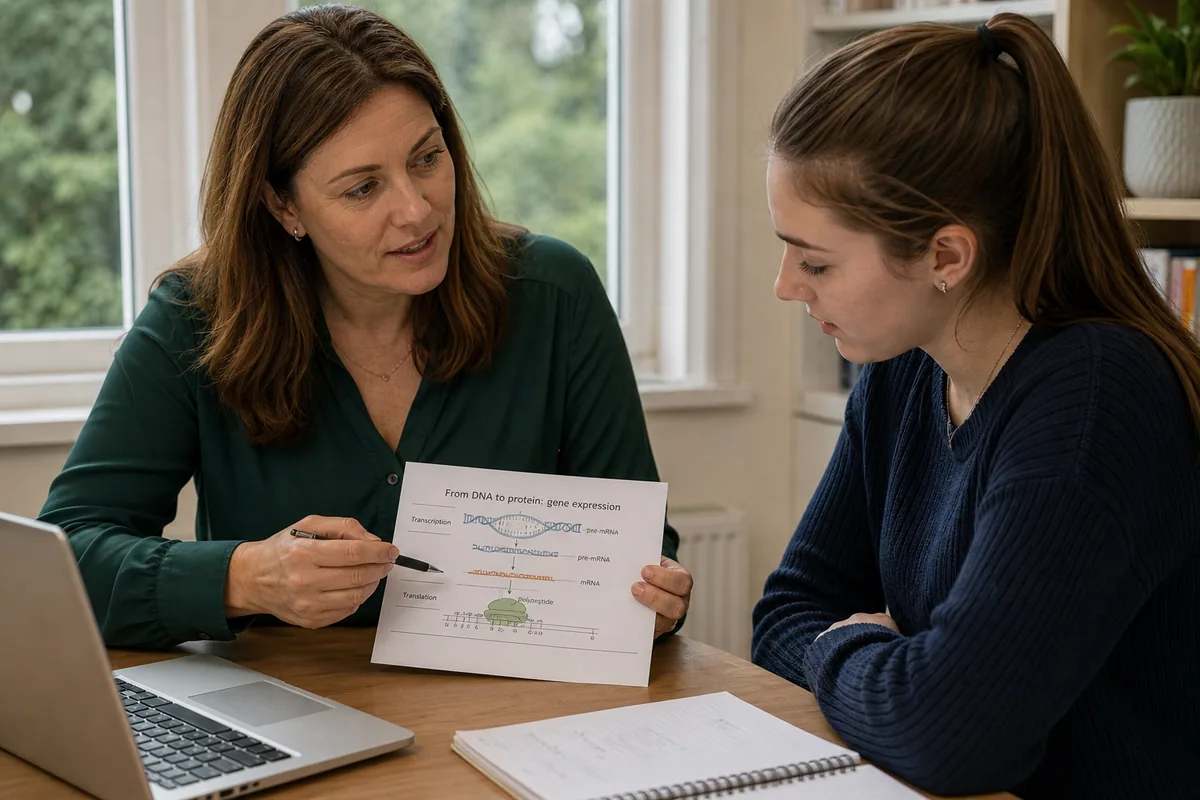 A Level Biology tutor supporting a student one-to-one