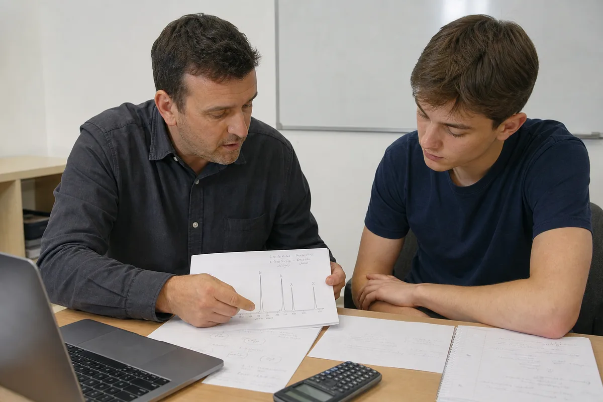 A Level Chemistry tutor supporting a student one-to-one