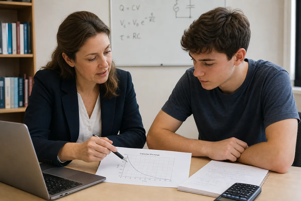 A Level Physics tutor supporting a student one-to-one