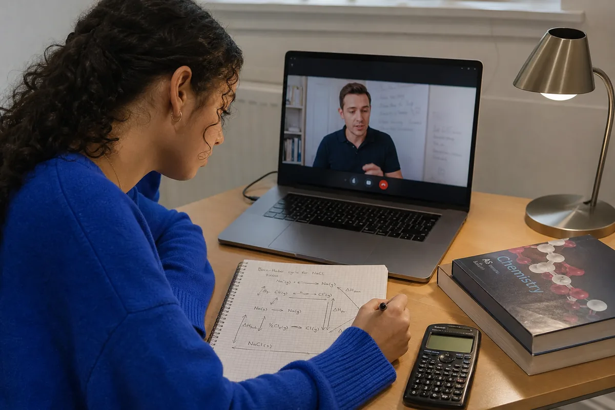 AS Level Chemistry student in a live 1-to-1 online lesson