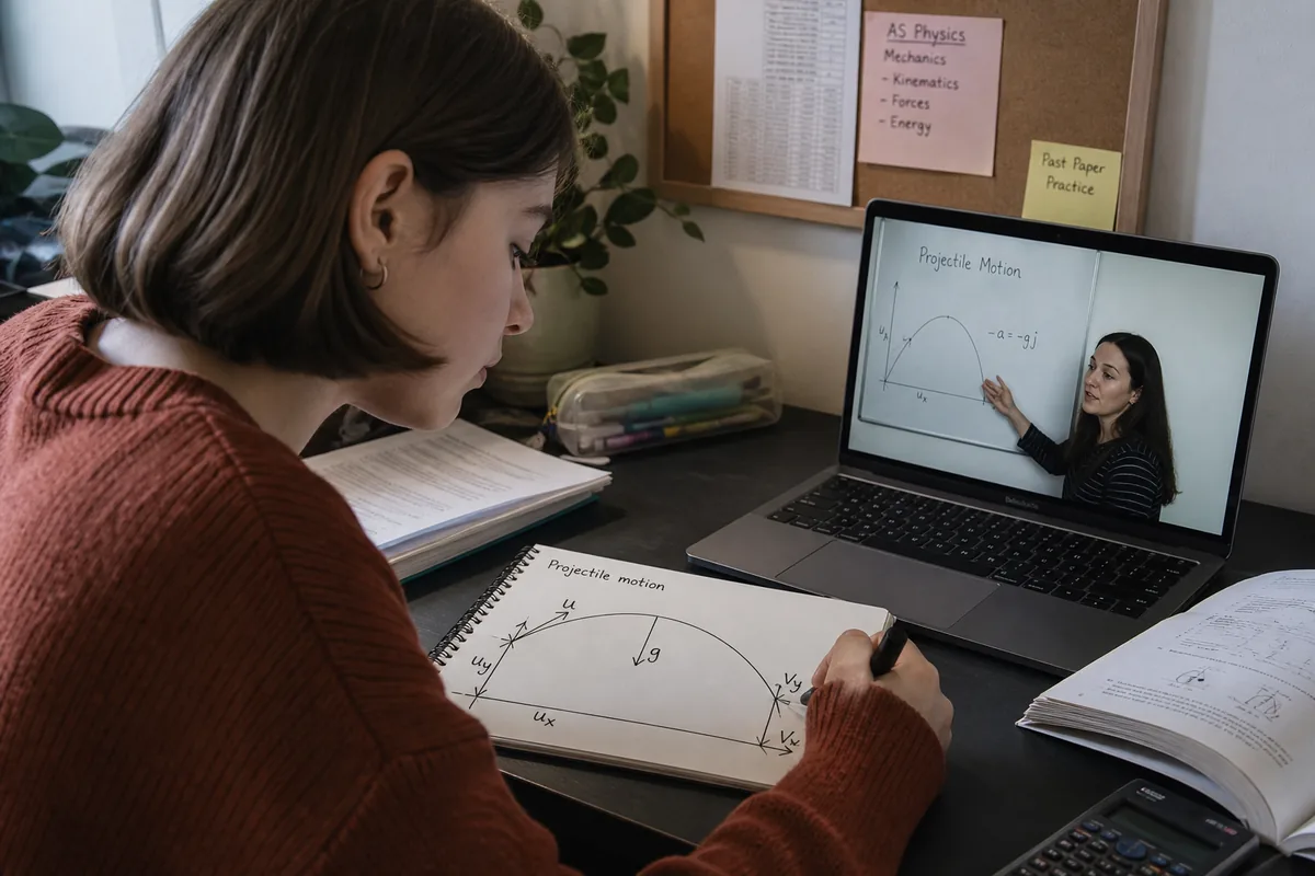 AS Level Physics student in a live 1-to-1 online lesson