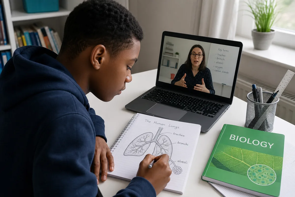 GCSE Biology student in a live 1-to-1 online lesson