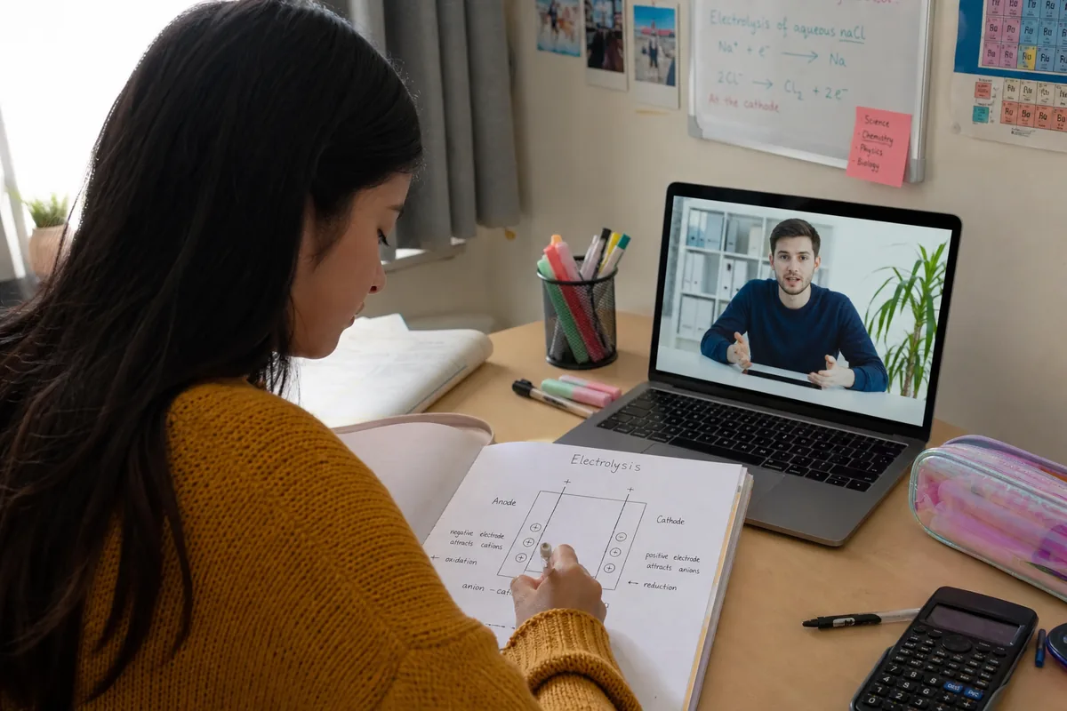 GCSE Chemistry student in a live 1-to-1 online lesson