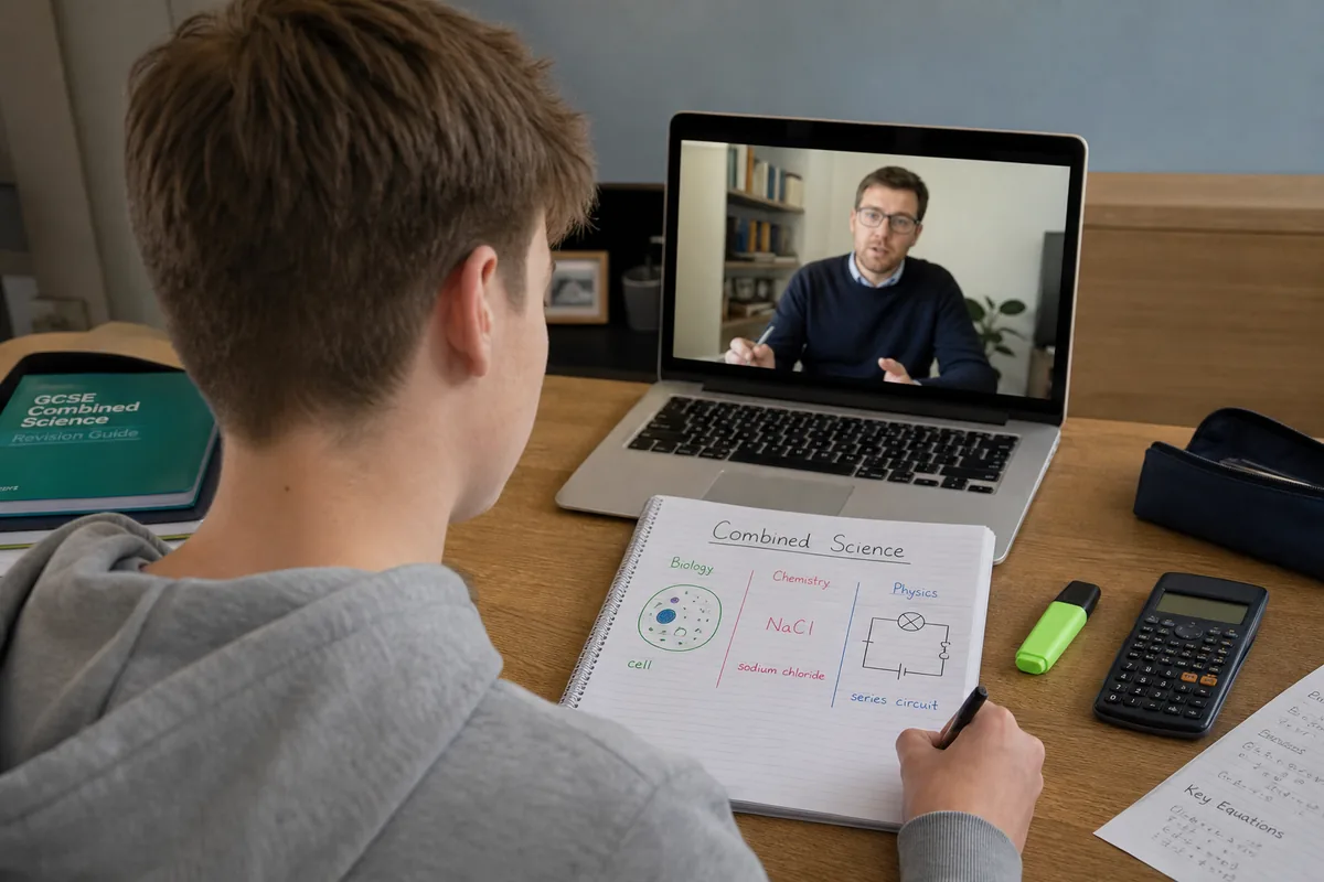 GCSE Combined Science student in a live 1-to-1 online lesson