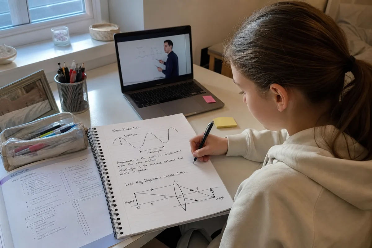 GCSE Physics student in a live 1-to-1 online lesson