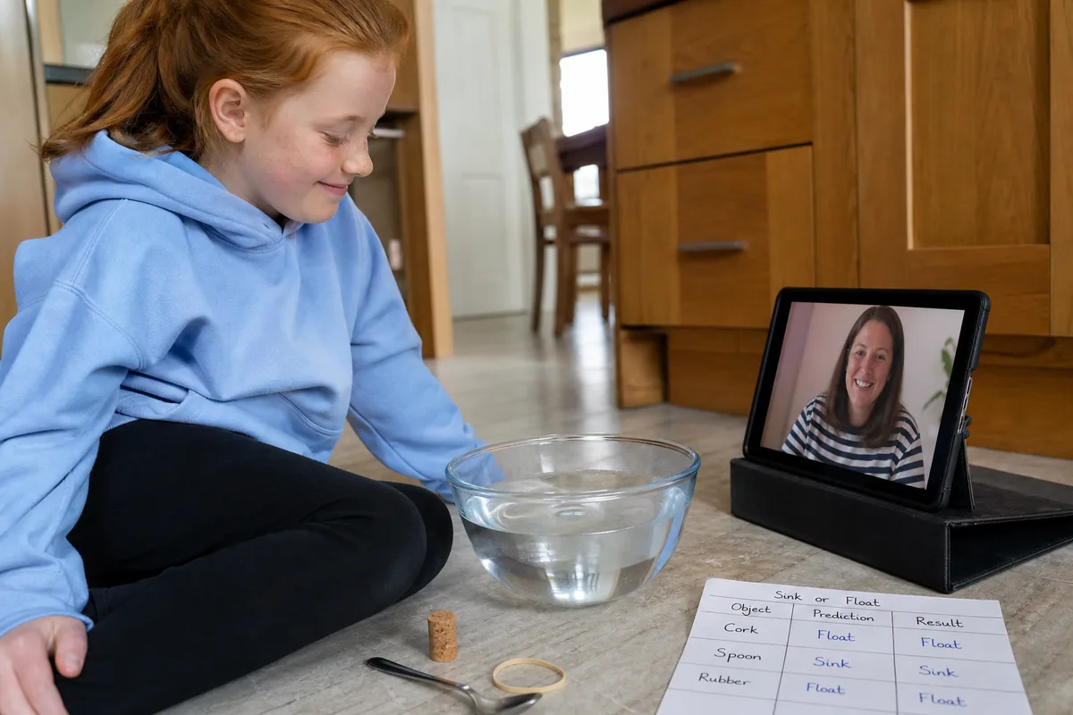 Key Stage 2 Science pupil in a live 1-to-1 online lesson