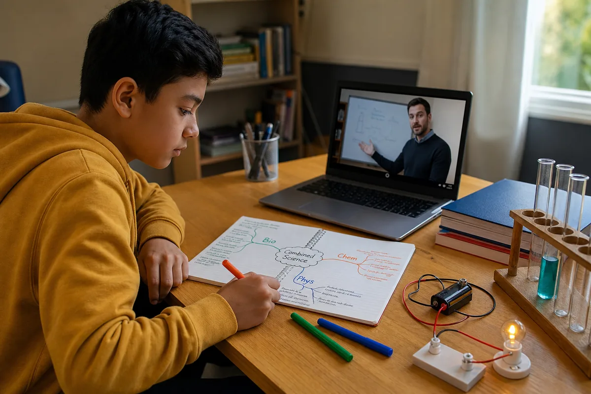 KS3 Combined Science student in a live 1-to-1 online lesson