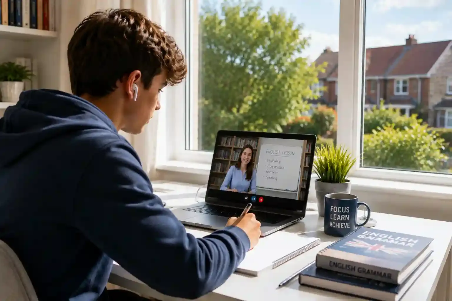 KS3 English Literature student in a live 1-to-1 online lesson