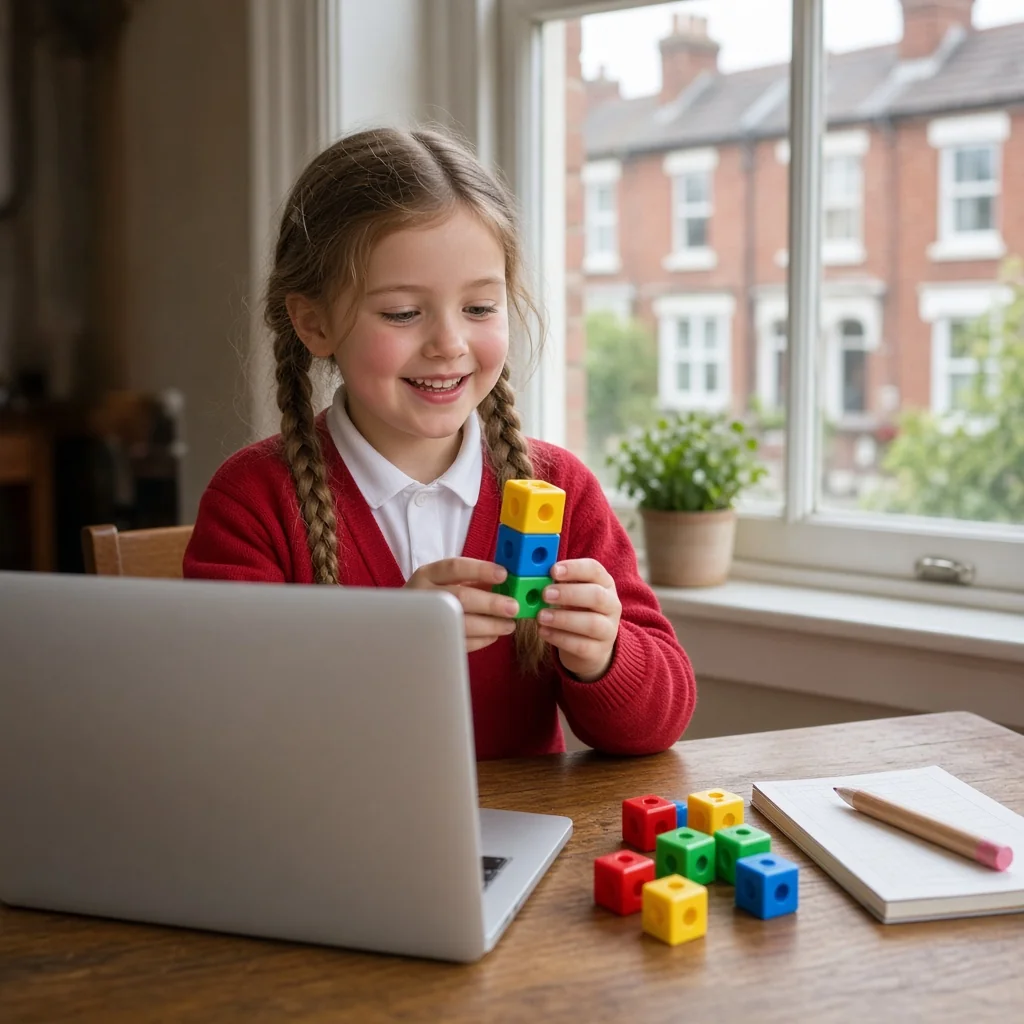 KS1 Maths student in a live 1-to-1 online lesson