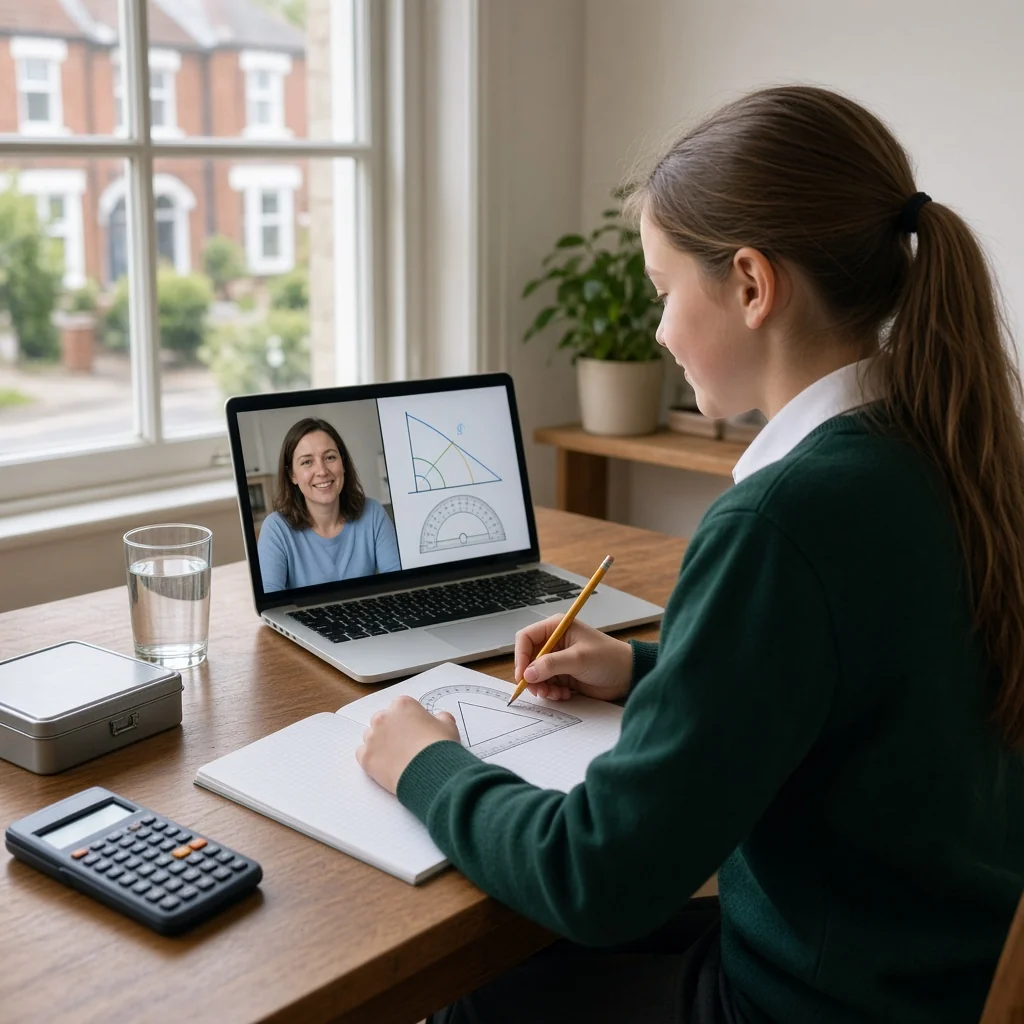 KS3 Maths student in a live 1-to-1 online lesson