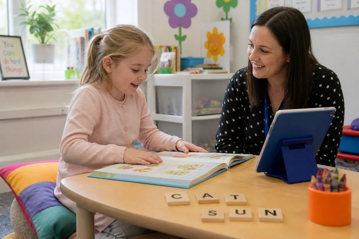 First Level Primary pupil reading with a tutor in a live 1-to-1 lesson