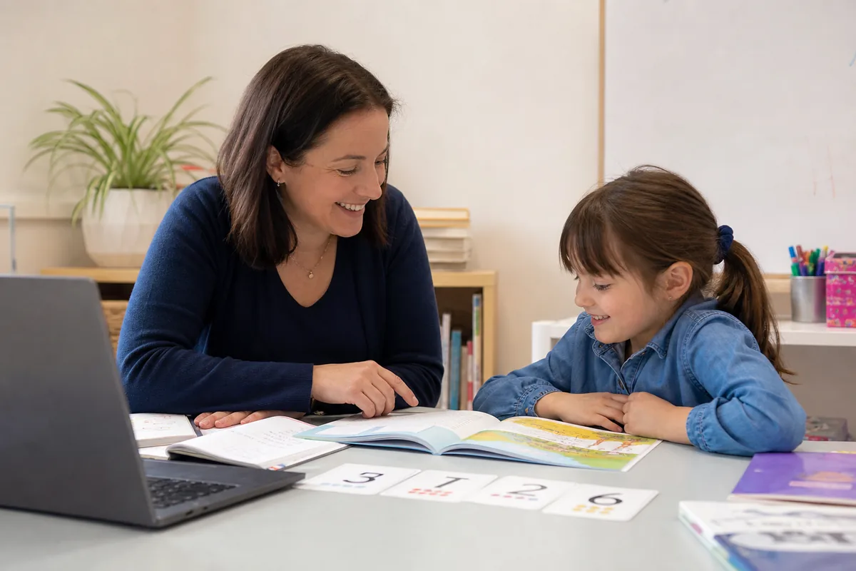 First Level Primary tutor supporting a young pupil one-to-one