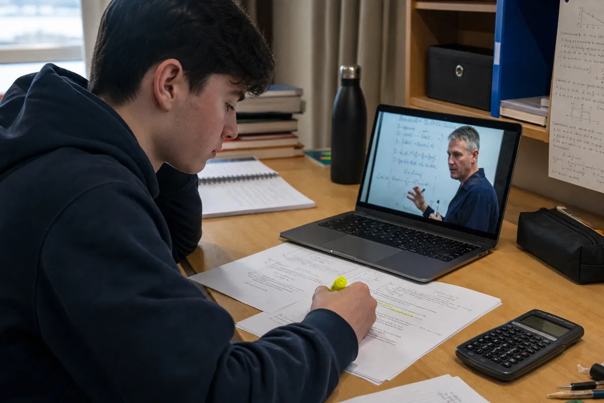 National Level student revising past papers in a live 1-to-1 lesson