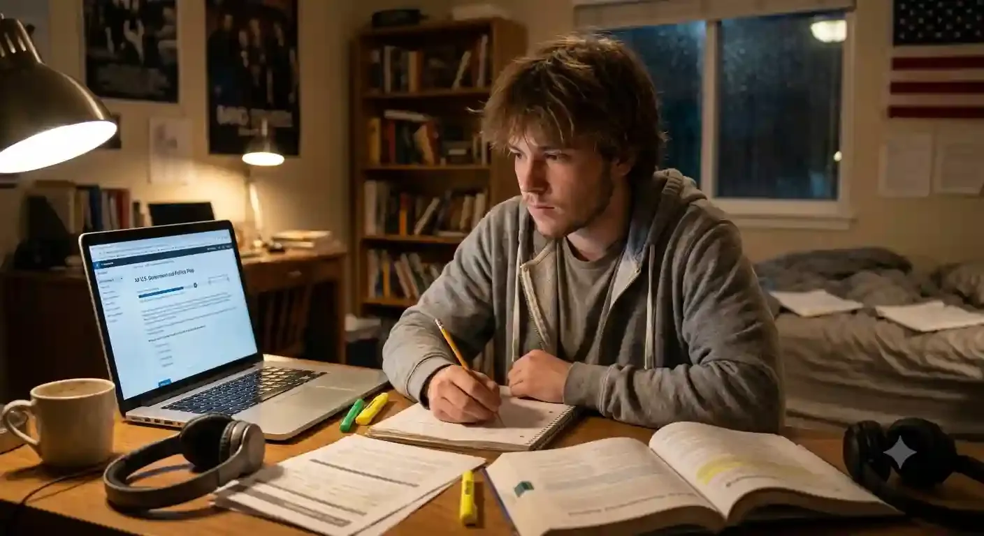 Student preparing for exams with an online tutor