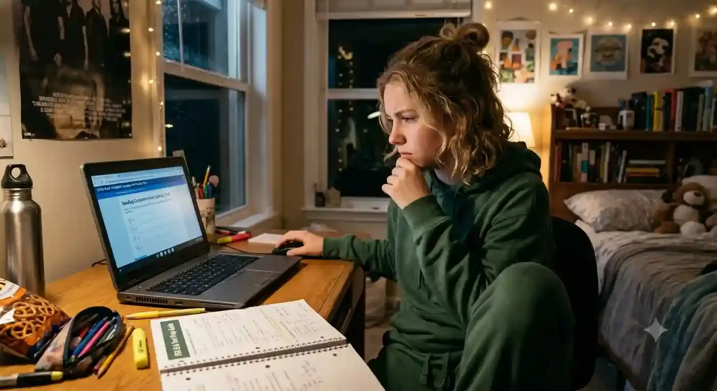 Online FSA test prep tutor guiding a student through test strategies