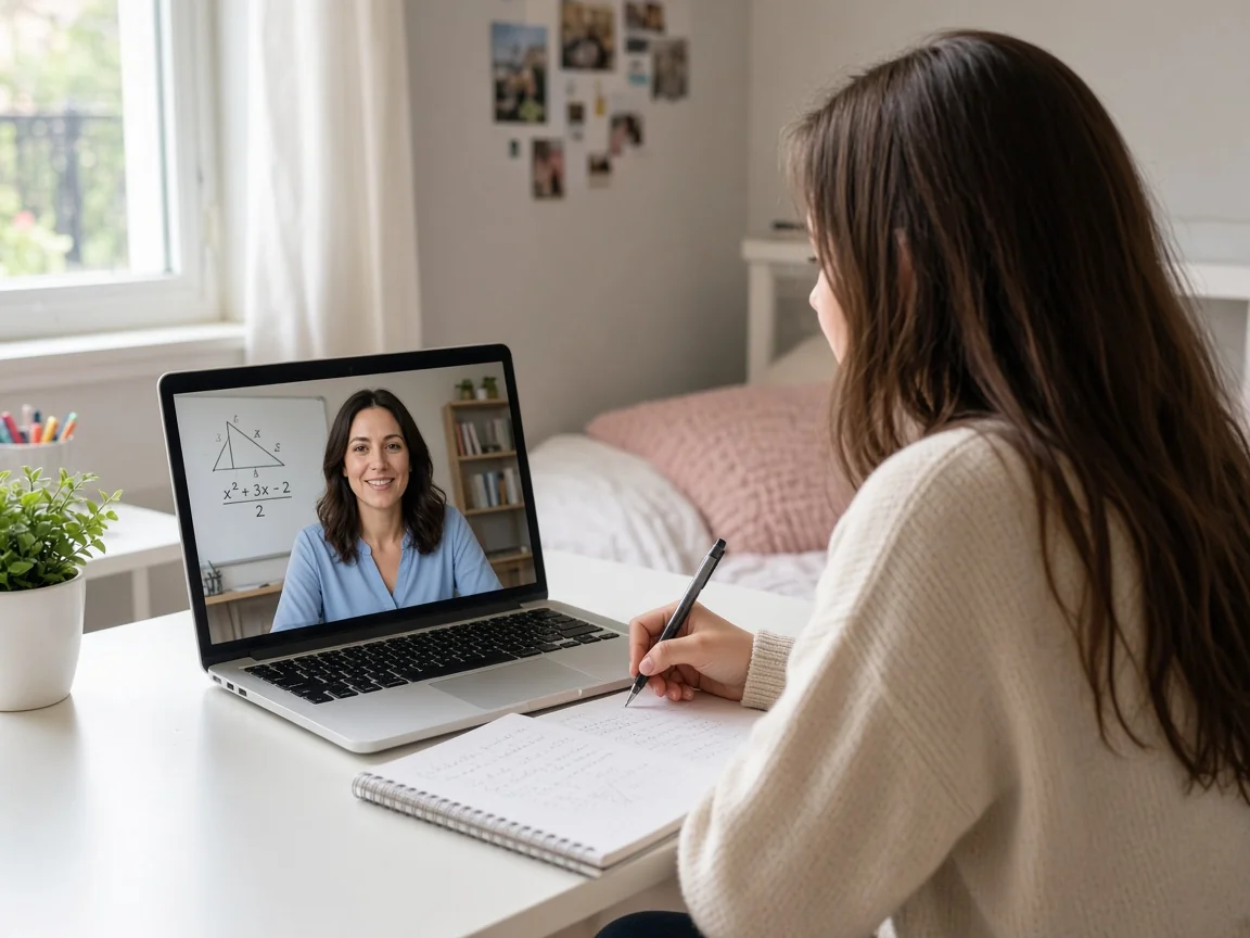 Student in a 1-on-1 online Math Bowl prep class