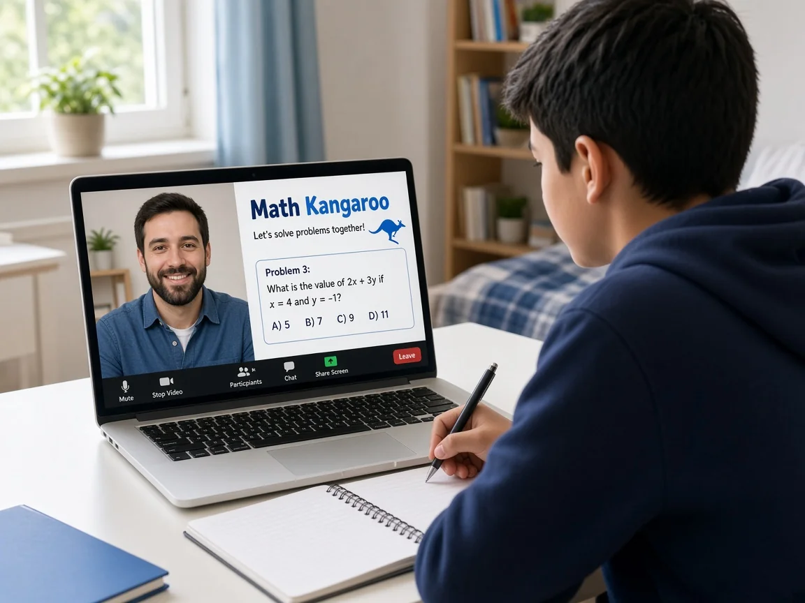 Student in a 1-on-1 online Math Kangaroo prep session