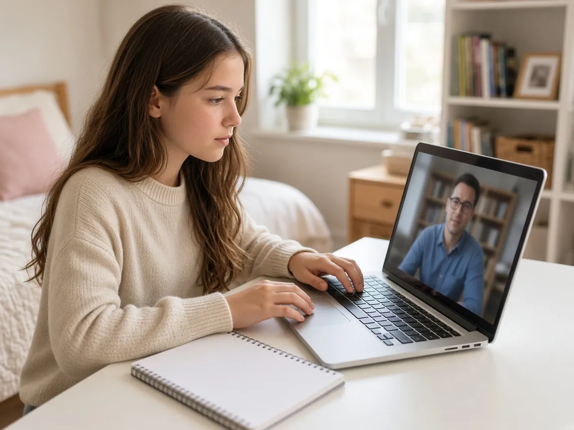 Student in a live online M-STEP prep class