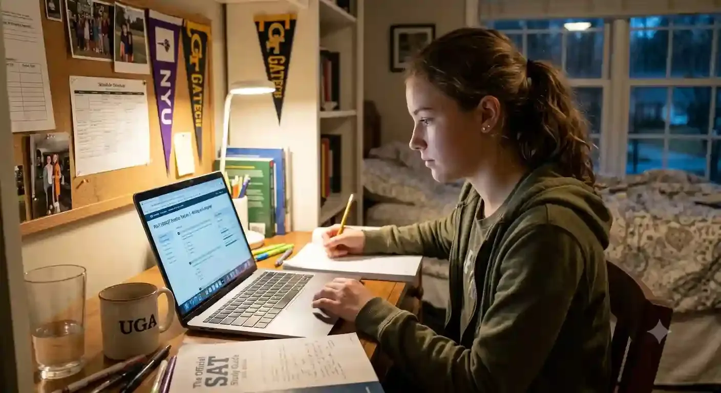 Online PSAT prep tutor guiding a student through test strategies