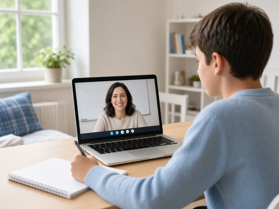 Student in a 1-on-1 online RICAS prep tutoring class